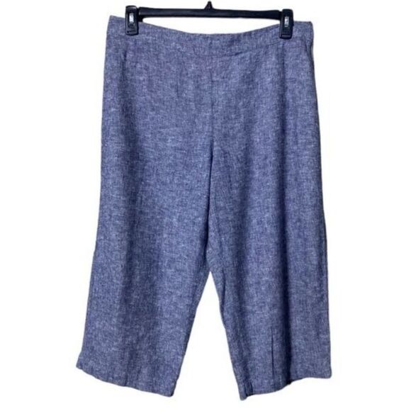 Chico’s Linen Pull On Women’s Pants Wide Leg Cropped Size 2.5 Capris Beachy - Picture 2 of 8